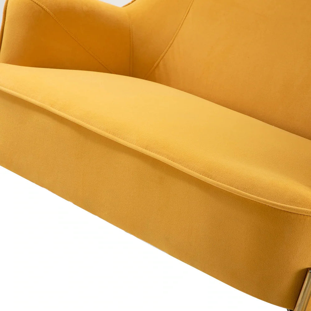 Barbara 43" Contemporary Velvet Loveseat Sofa with Goldtone Metal Legs