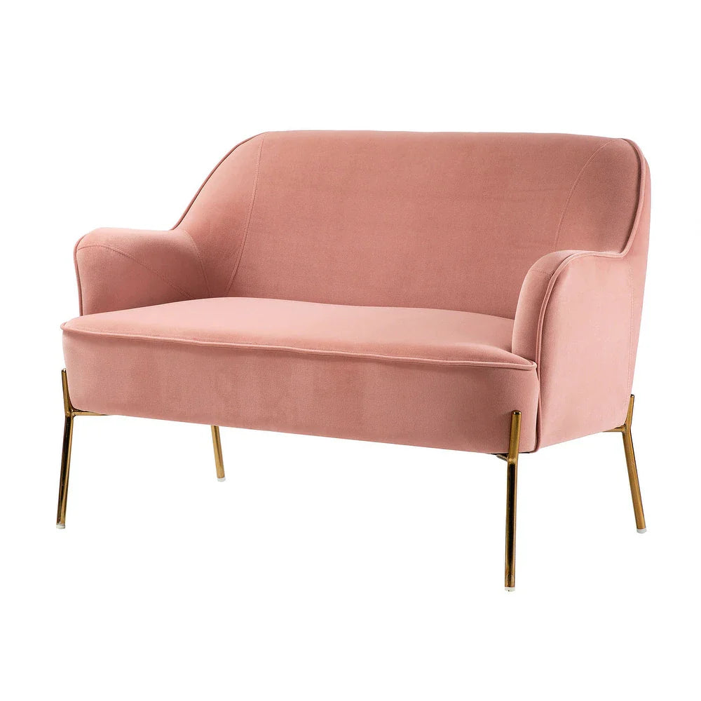Barbara 43" Contemporary Velvet Loveseat Sofa with Goldtone Metal Legs