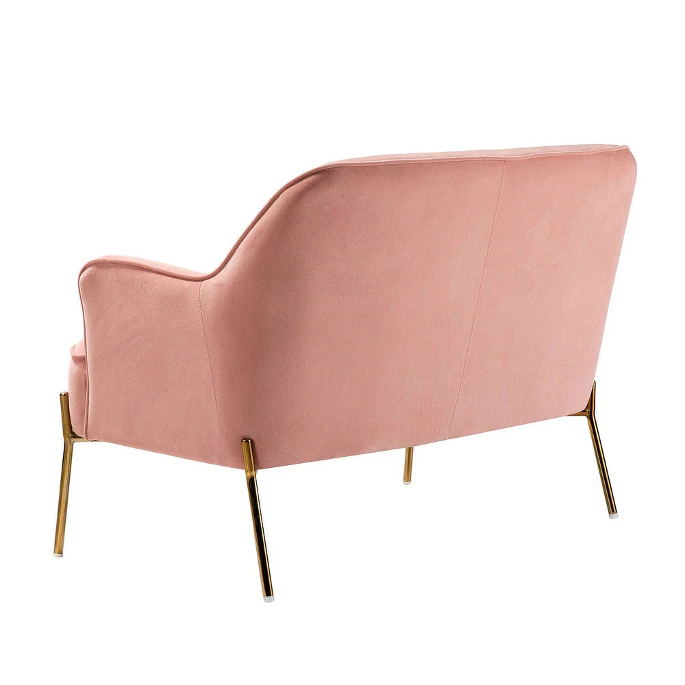 Barbara 43" Contemporary Velvet Loveseat Sofa with Goldtone Metal Legs
