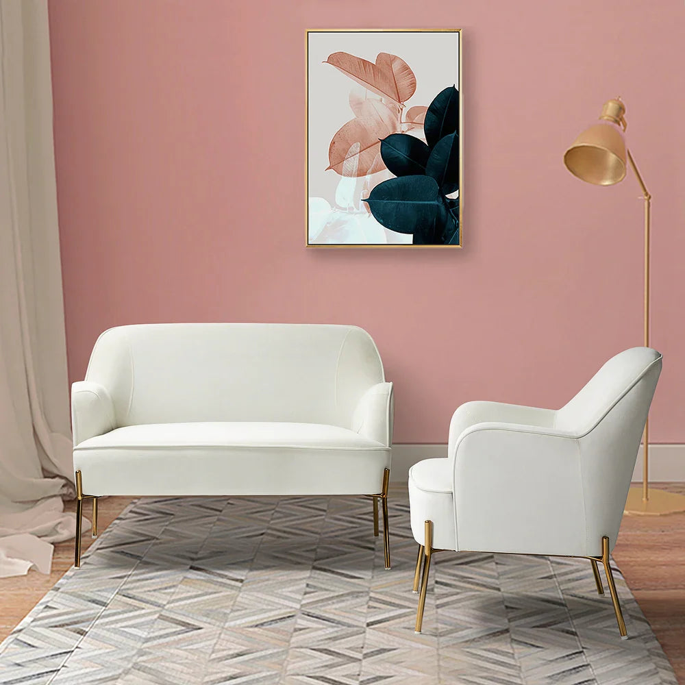 Barbara 43" Contemporary Velvet Loveseat Sofa with Goldtone Metal Legs