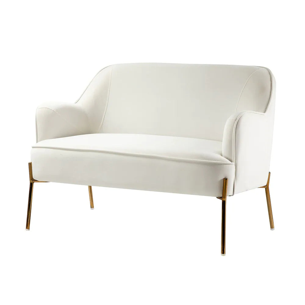 Barbara 43" Contemporary Velvet Loveseat Sofa with Goldtone Metal Legs
