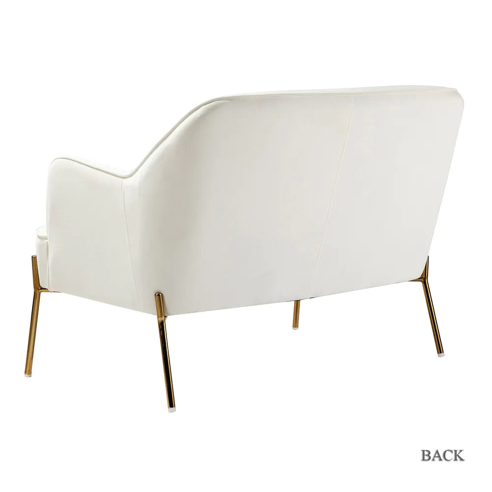 Barbara 43" Contemporary Velvet Loveseat Sofa with Goldtone Metal Legs