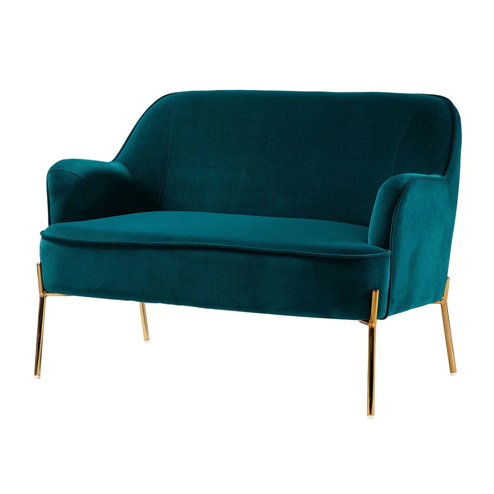 Barbara 43" Contemporary Velvet Loveseat Sofa with Goldtone Metal Legs
