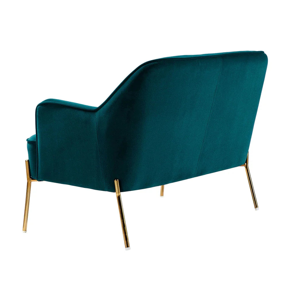 Barbara 43" Contemporary Velvet Loveseat Sofa with Goldtone Metal Legs