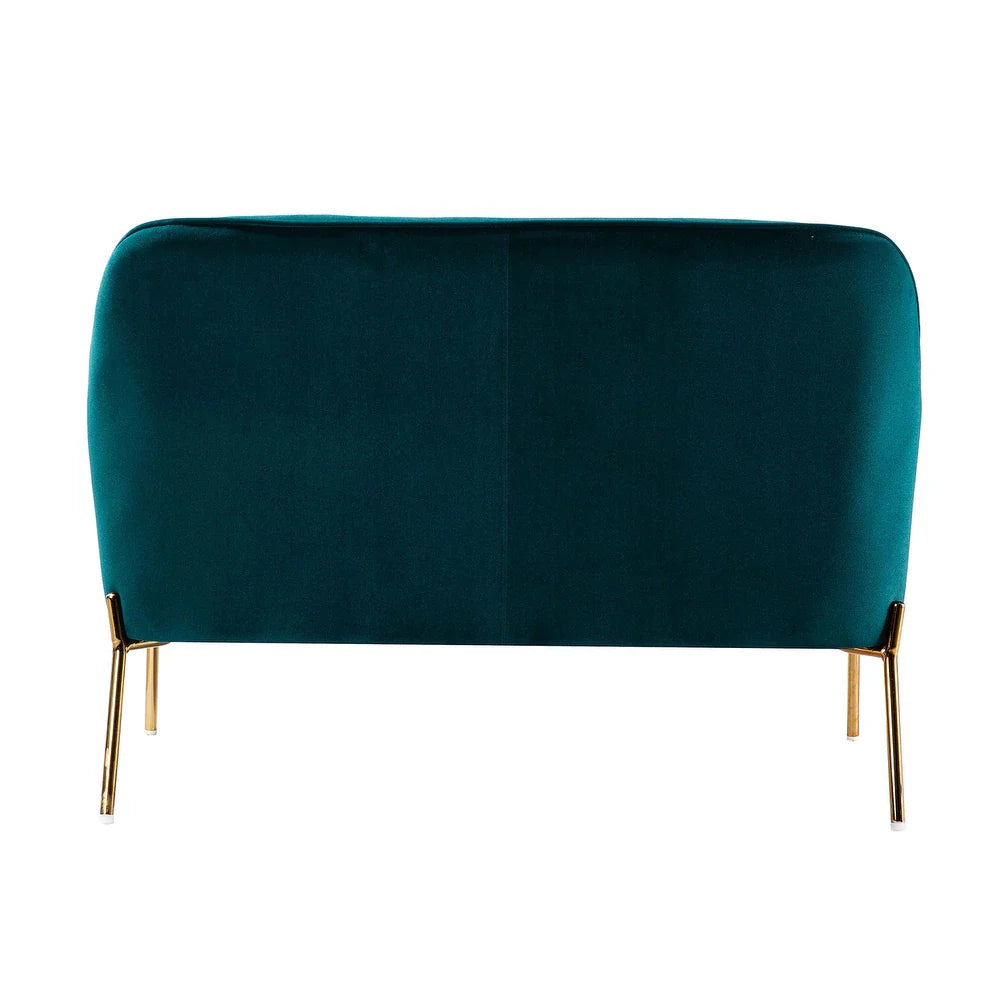 Barbara 43" Contemporary Velvet Loveseat Sofa with Goldtone Metal Legs