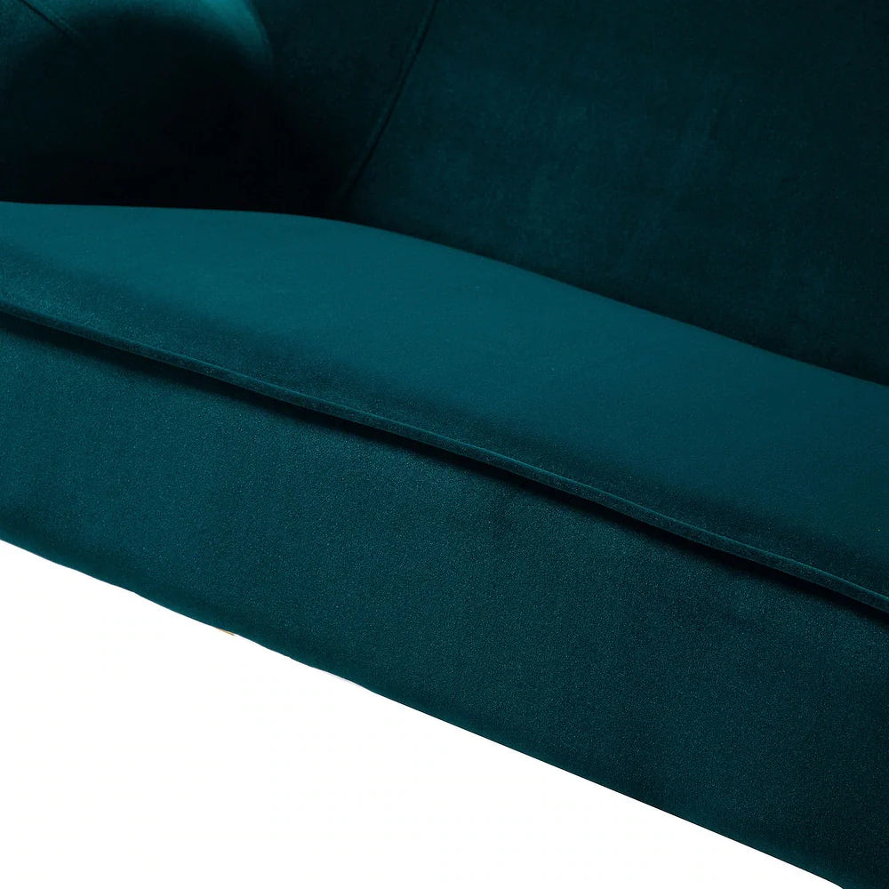 Barbara 43" Contemporary Velvet Loveseat Sofa with Goldtone Metal Legs