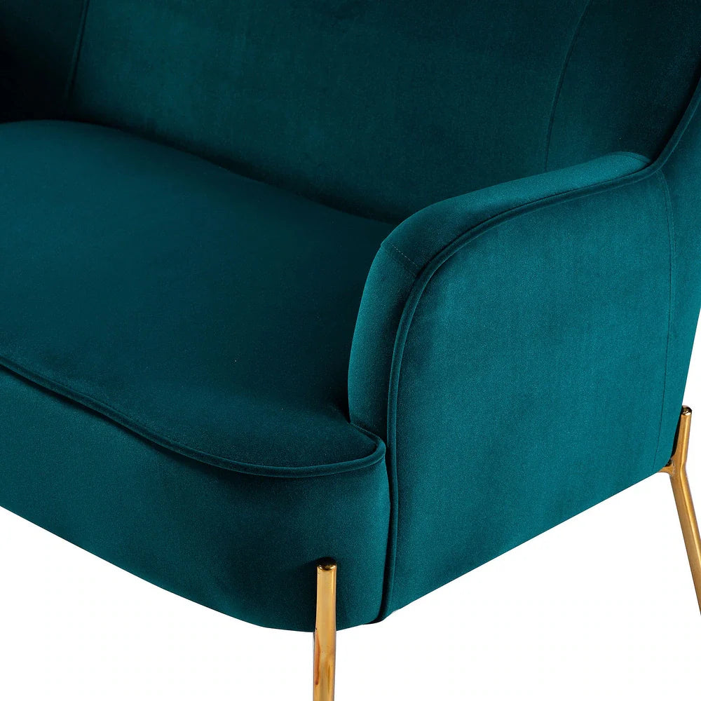 Barbara 43" Contemporary Velvet Loveseat Sofa with Goldtone Metal Legs