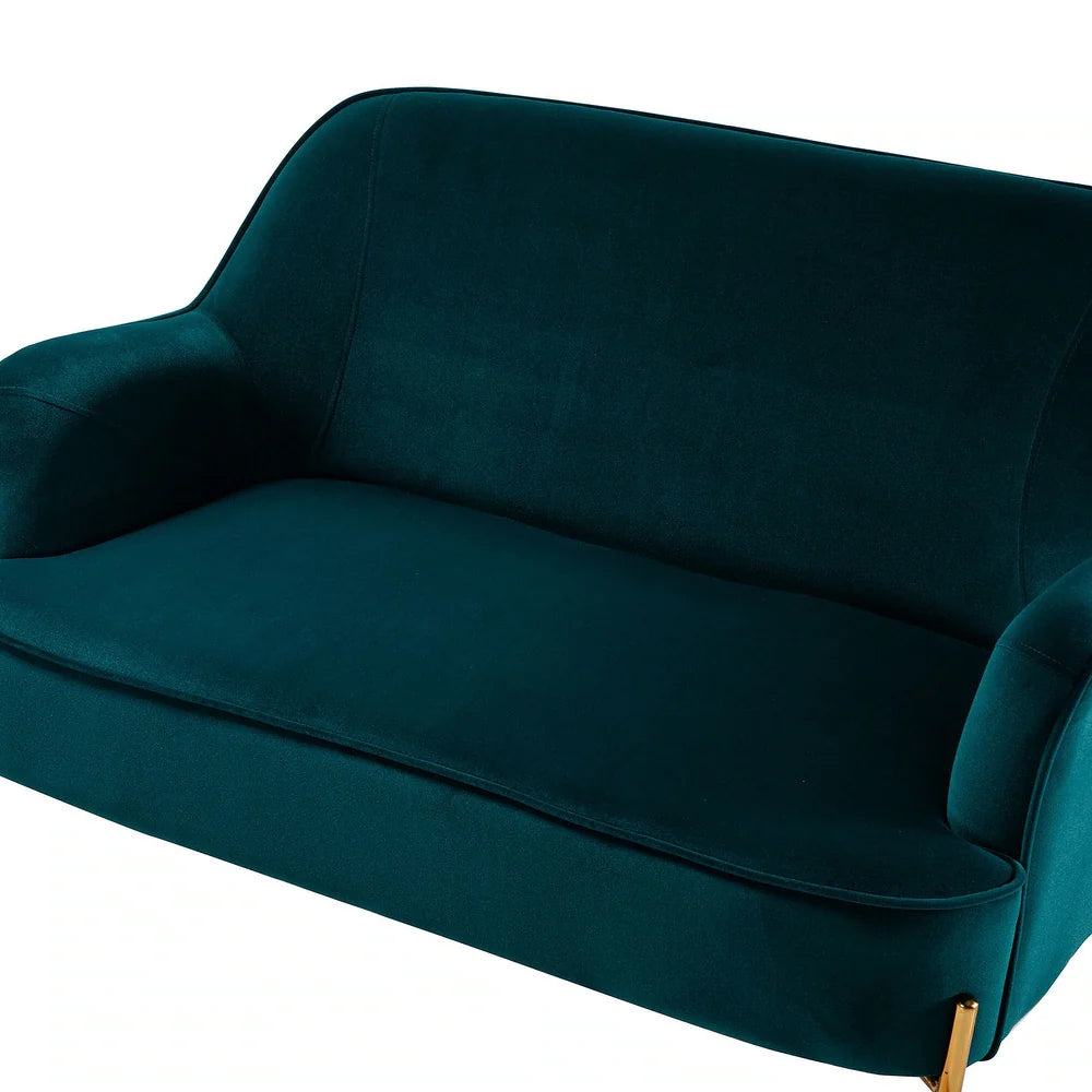 Barbara 43" Contemporary Velvet Loveseat Sofa with Goldtone Metal Legs