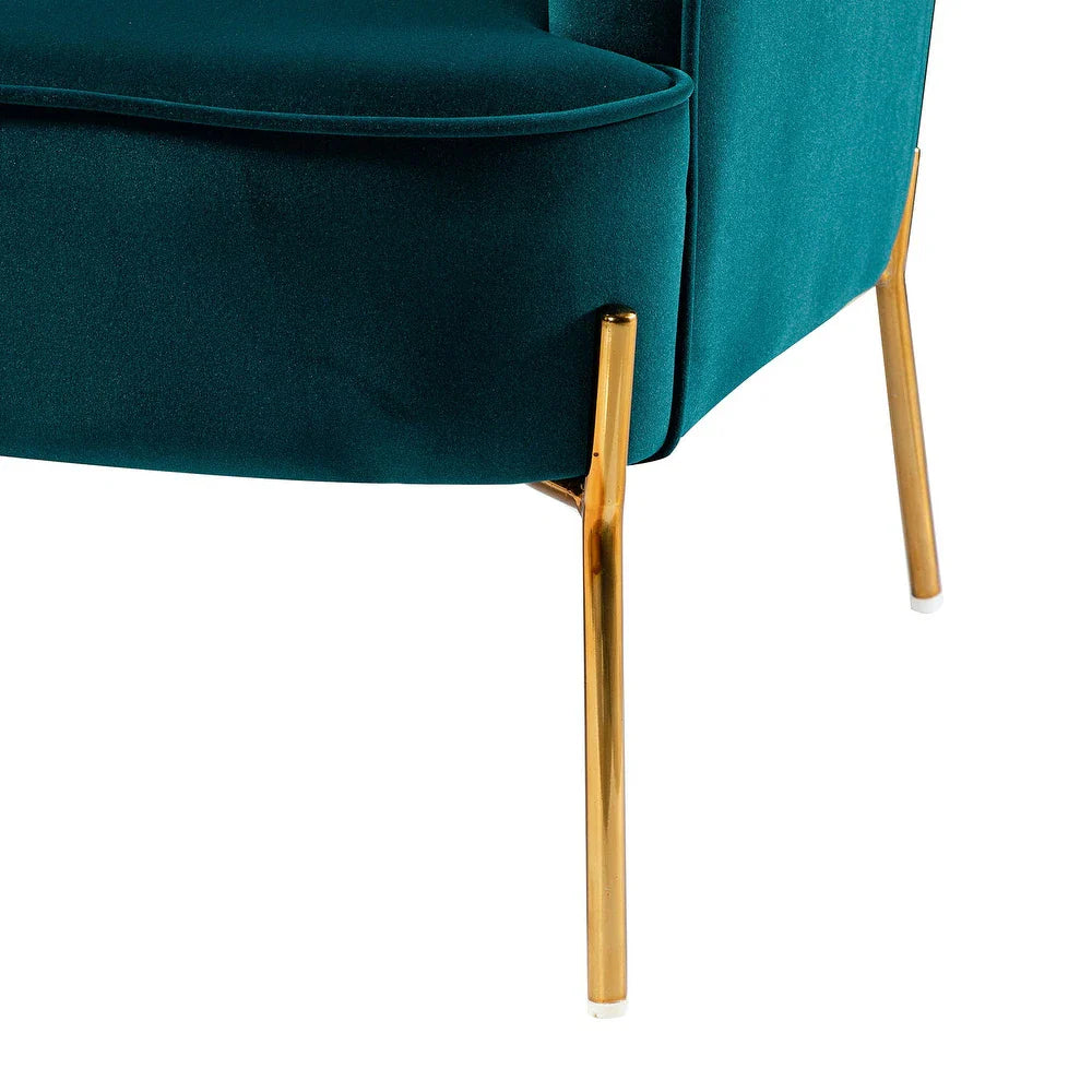 Barbara 43" Contemporary Velvet Loveseat Sofa with Goldtone Metal Legs