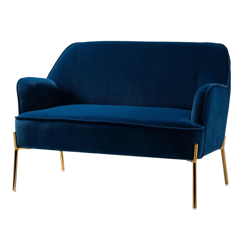 Barbara 43" Contemporary Velvet Loveseat Sofa with Goldtone Metal Legs