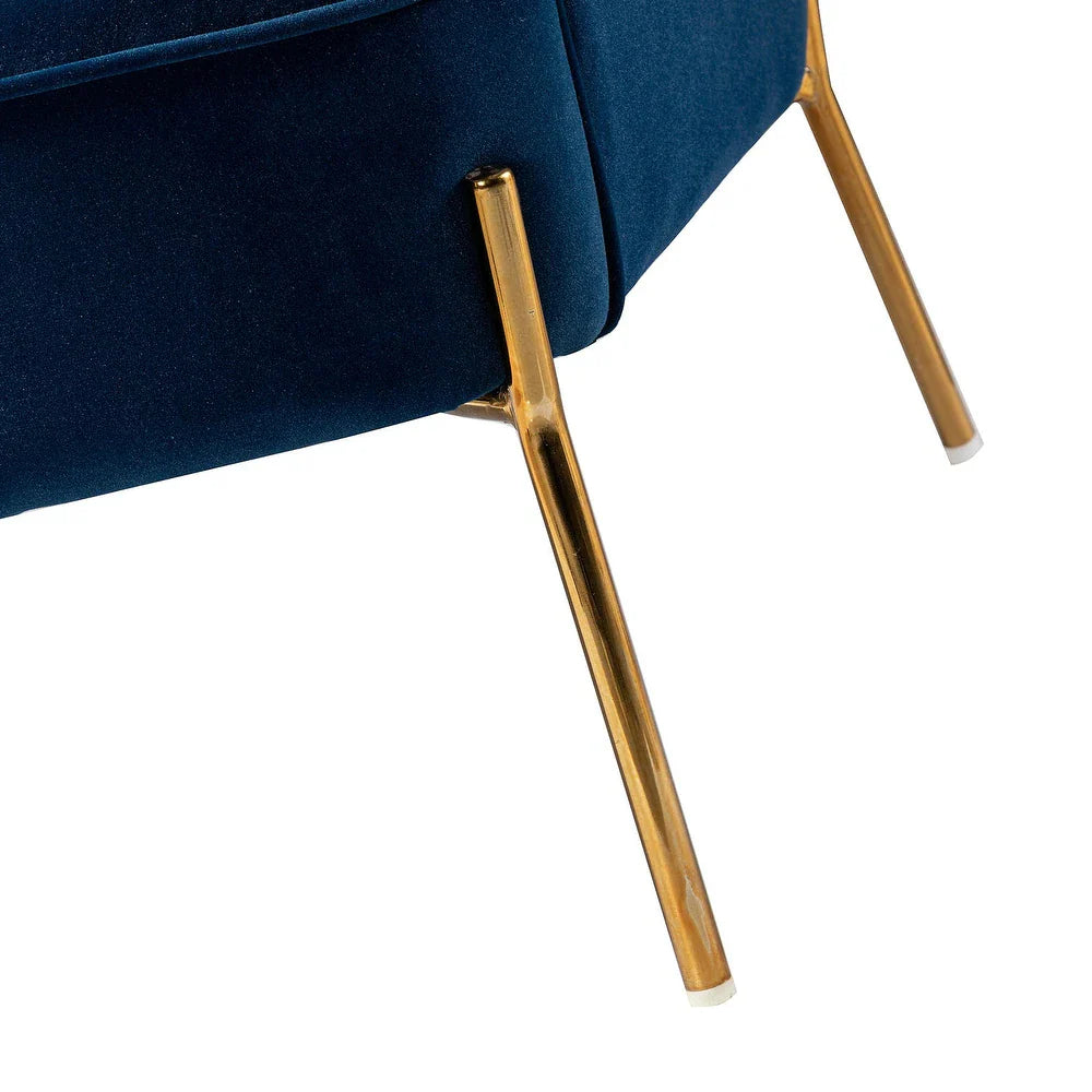 Barbara 43" Contemporary Velvet Loveseat Sofa with Goldtone Metal Legs