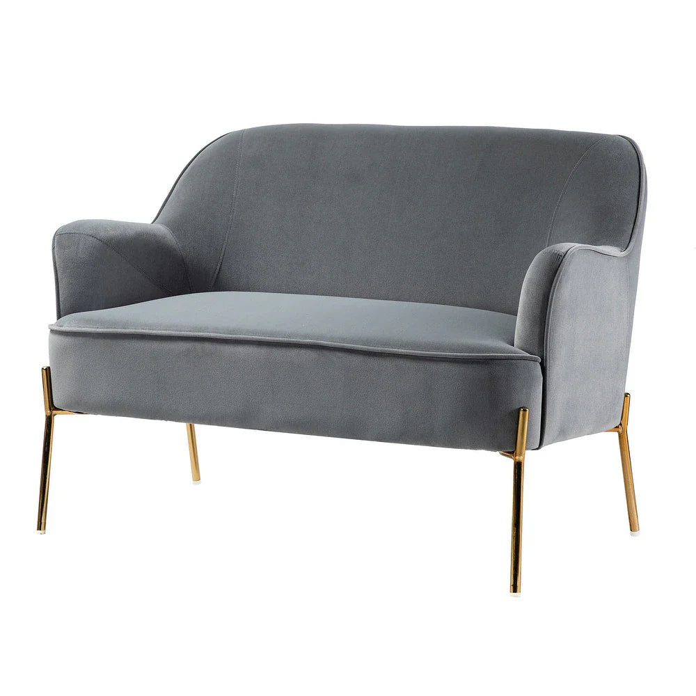 Barbara 43" Contemporary Velvet Loveseat Sofa with Goldtone Metal Legs