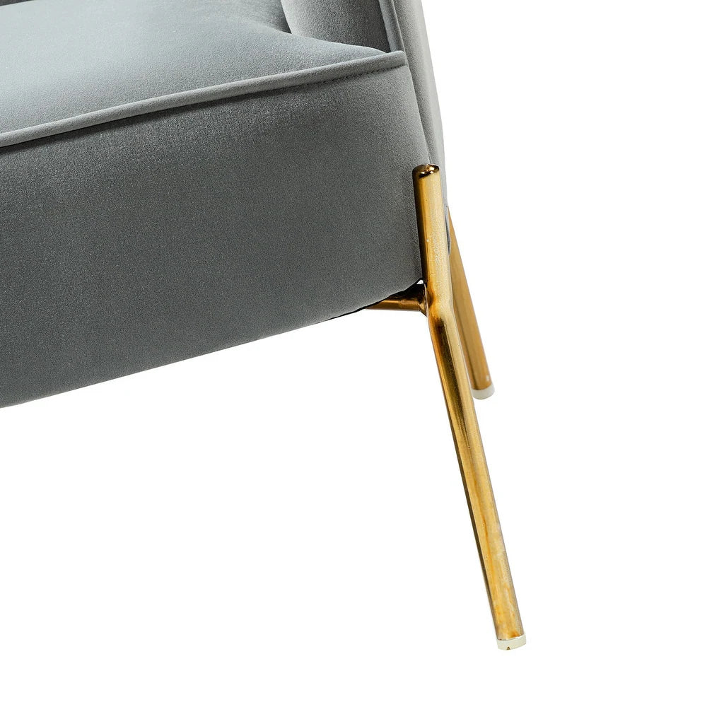 Barbara 43" Contemporary Velvet Loveseat Sofa with Goldtone Metal Legs