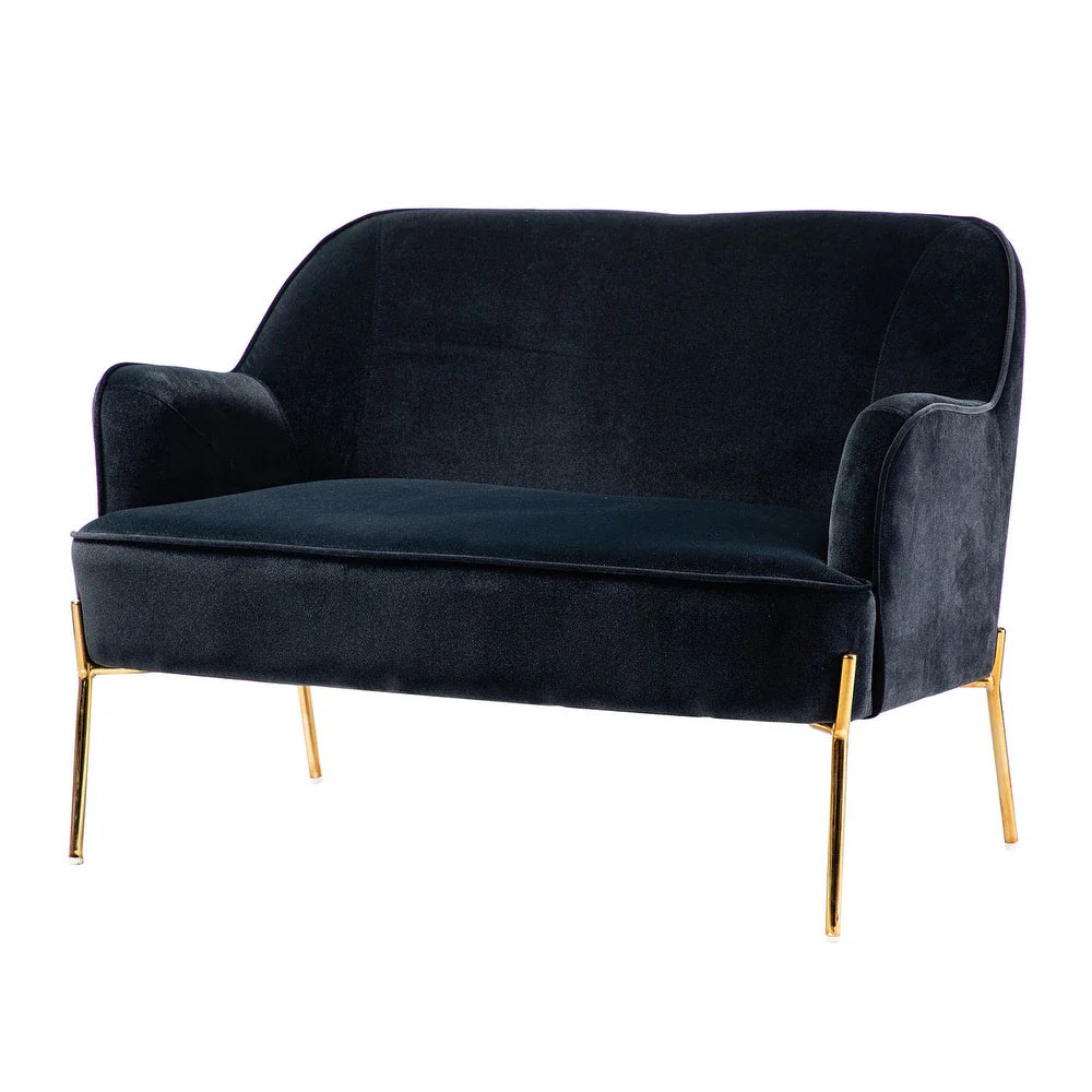 Barbara 43" Contemporary Velvet Loveseat Sofa with Goldtone Metal Legs
