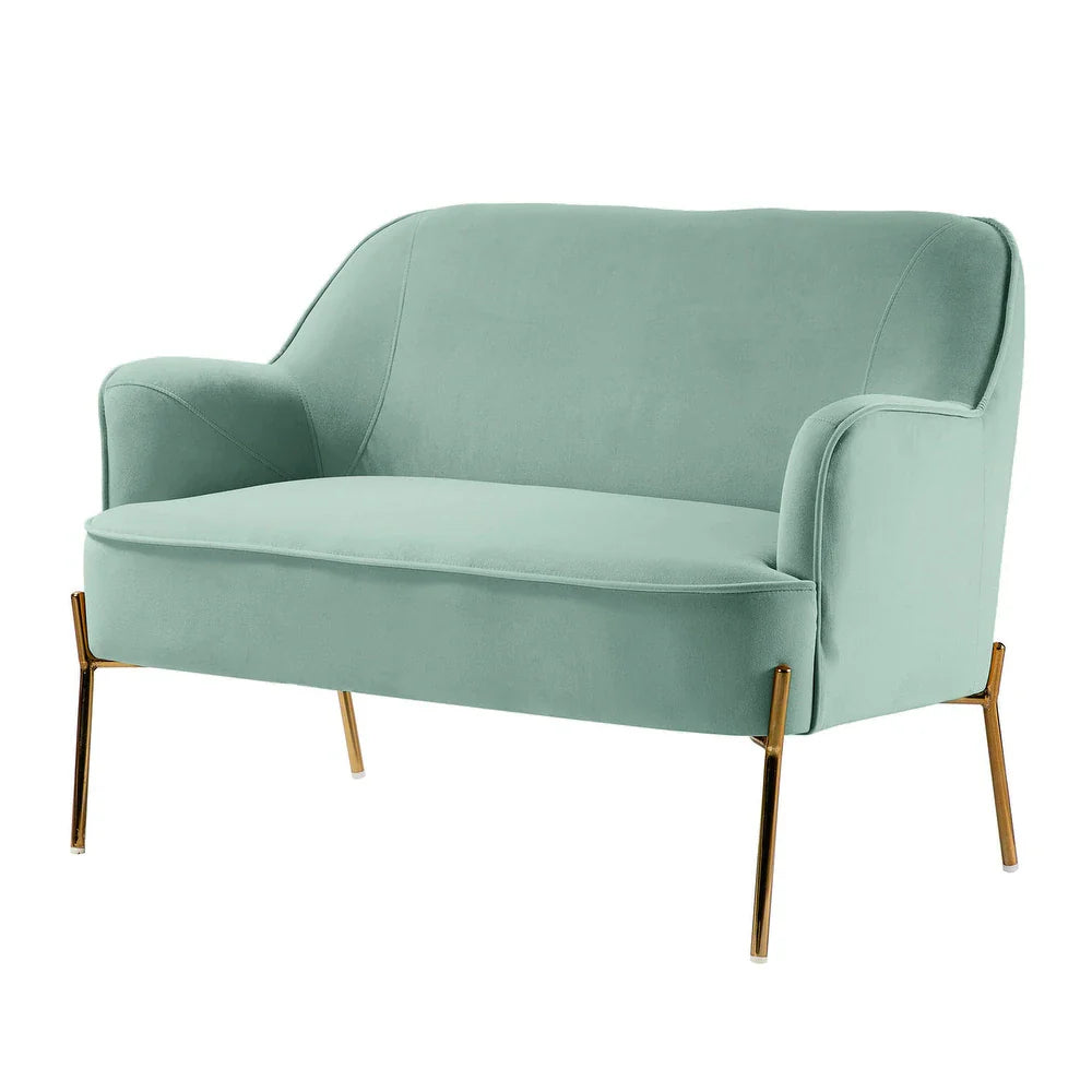 Barbara 43" Contemporary Velvet Loveseat Sofa with Goldtone Metal Legs