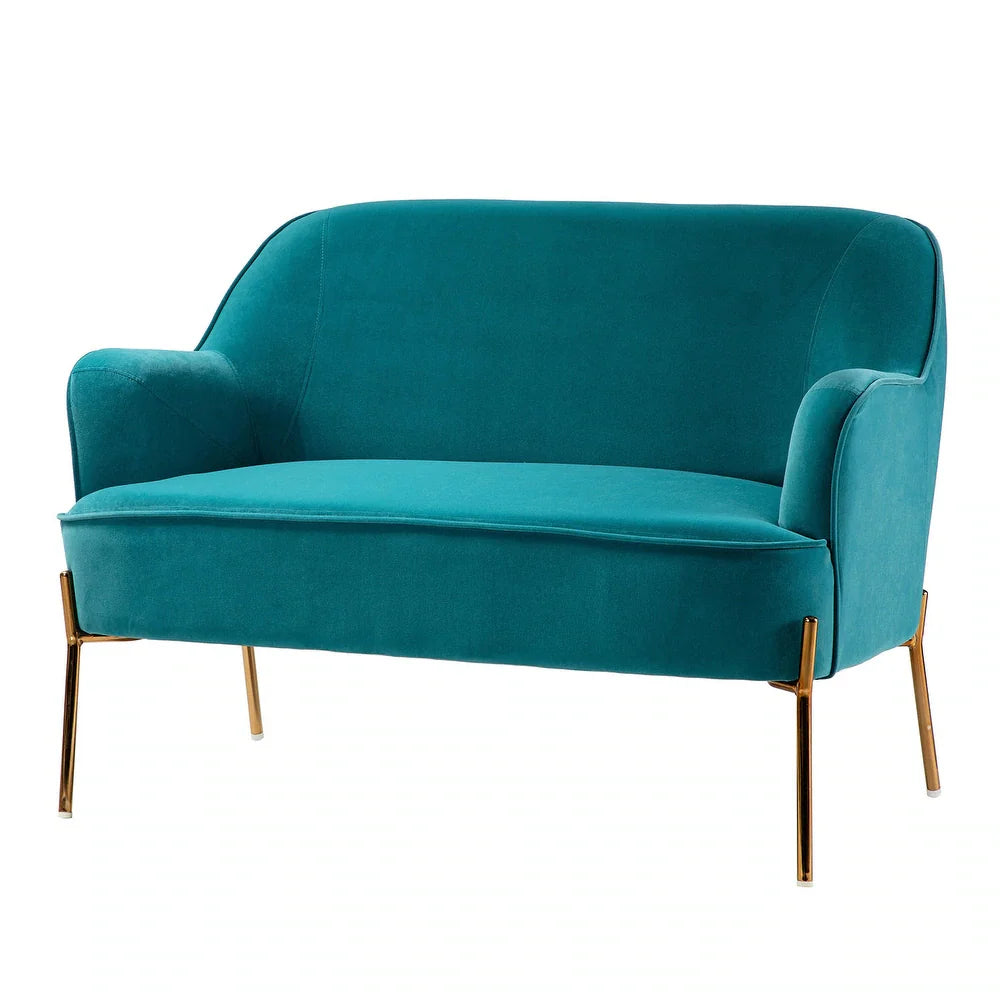 Barbara 43" Contemporary Velvet Loveseat Sofa with Goldtone Metal Legs
