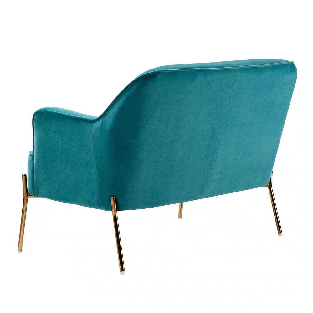 Barbara 43" Contemporary Velvet Loveseat Sofa with Goldtone Metal Legs