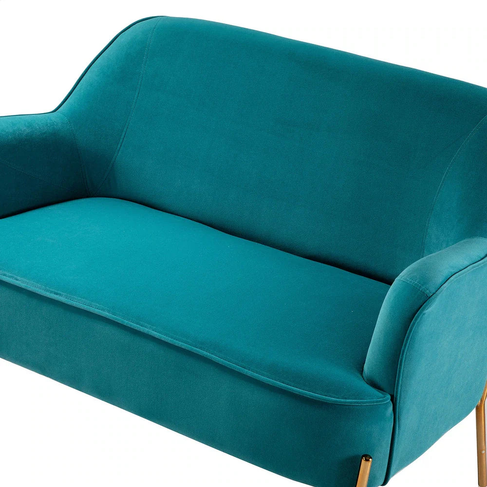 Barbara 43" Contemporary Velvet Loveseat Sofa with Goldtone Metal Legs
