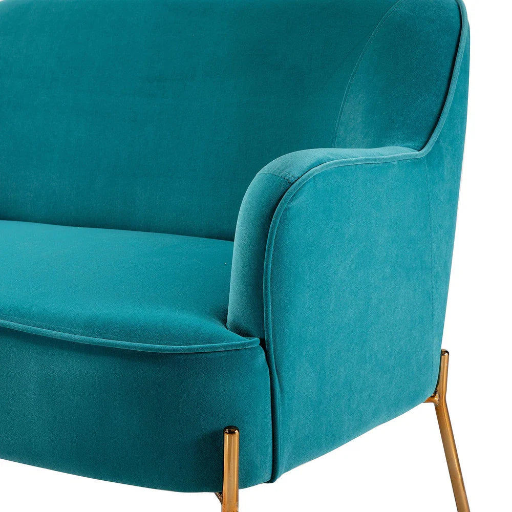 Barbara 43" Contemporary Velvet Loveseat Sofa with Goldtone Metal Legs