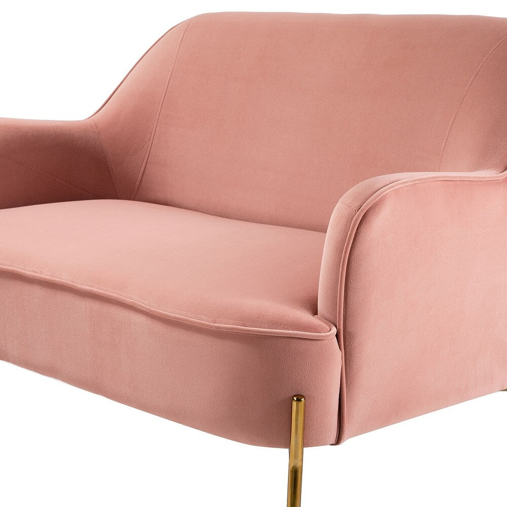 Barbara 43" Contemporary Velvet Loveseat Sofa with Goldtone Metal Legs