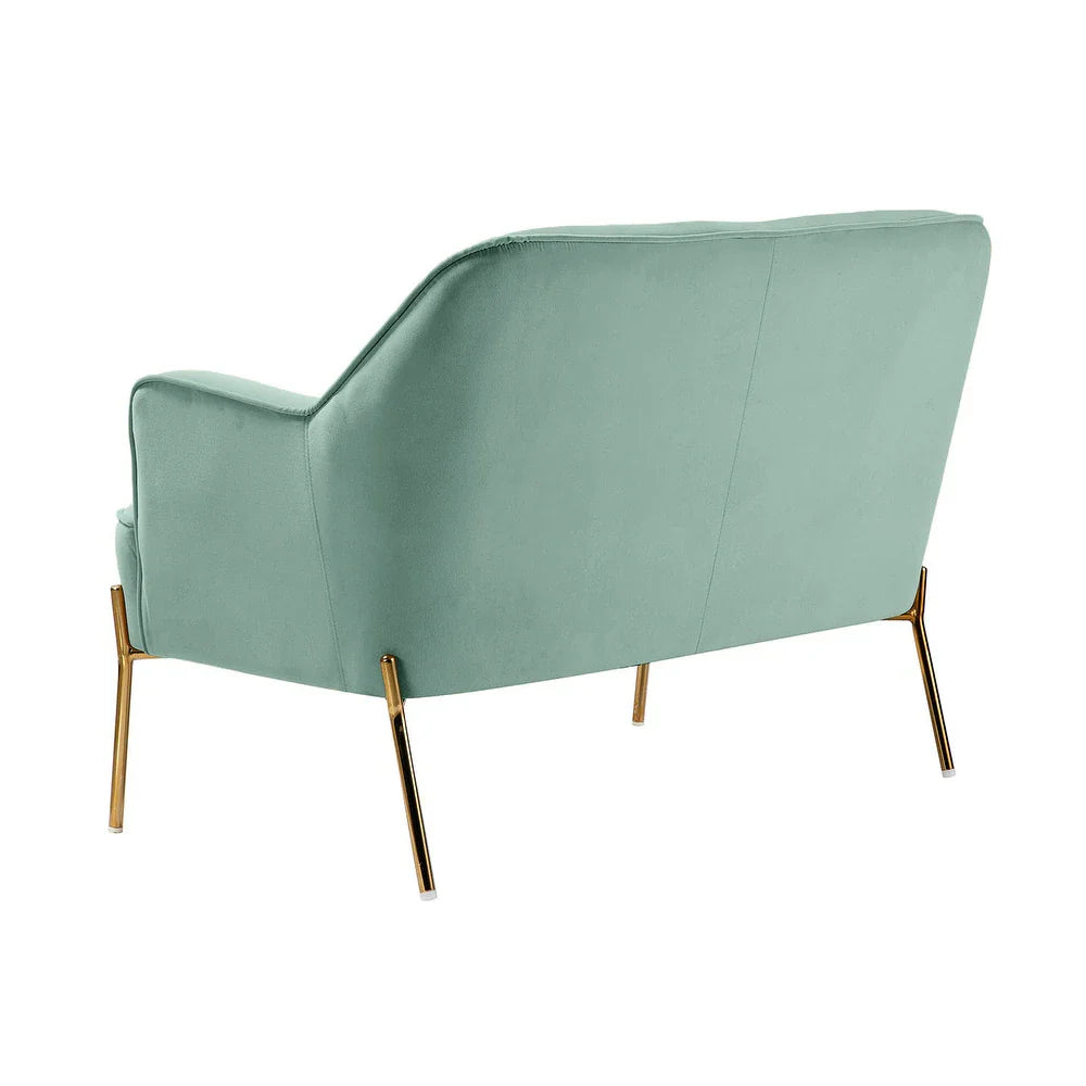 Barbara 43" Contemporary Velvet Loveseat Sofa with Goldtone Metal Legs