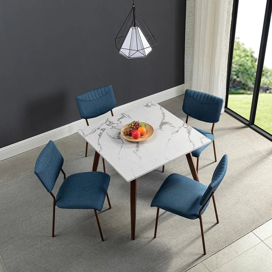 Kandy 5 Pcs Dining Set,with Square Marbling Table and Chairs