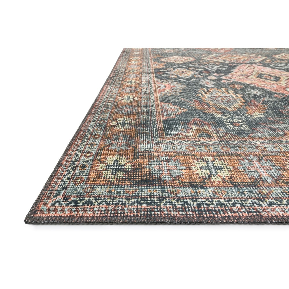 Leanne Traditional Distressed Printed Area Rug - Sea/ Rust