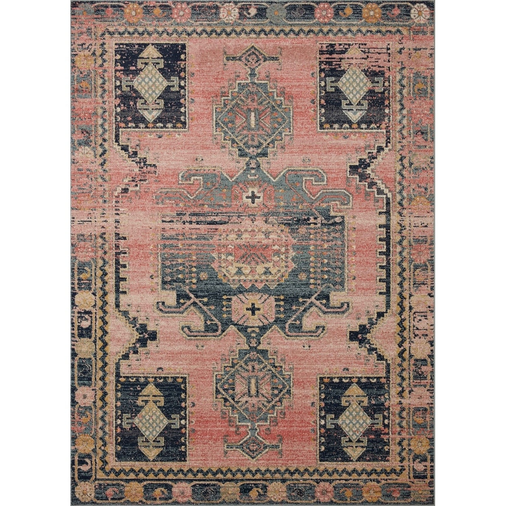 Luxe Rose Antiqued Distressed Area Rug