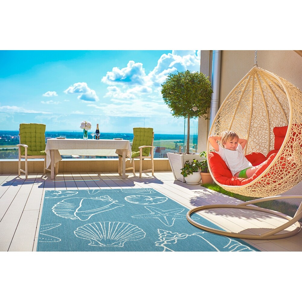 Ambrosi Indoor/Outdoor Soft Area Rug Light Blue