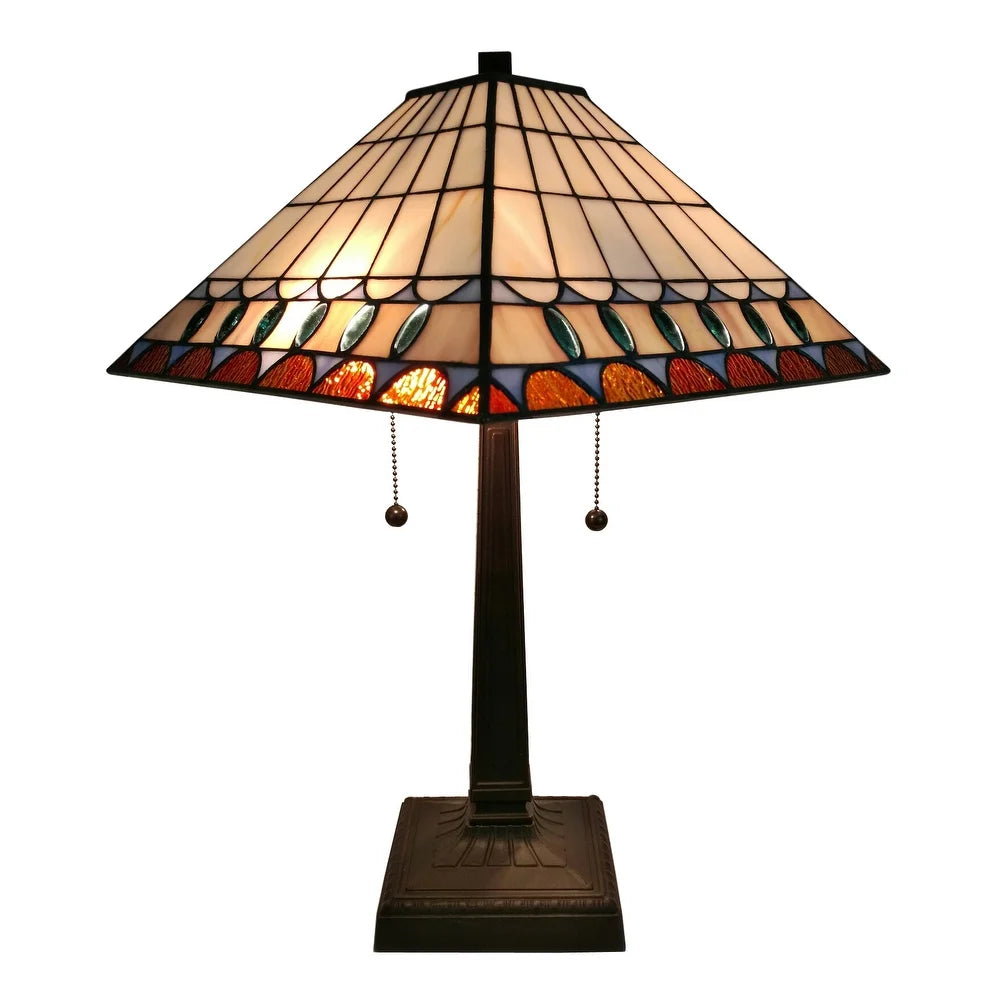 Tiffany Style Mission Jeweled Table Lamp Amora Lighting