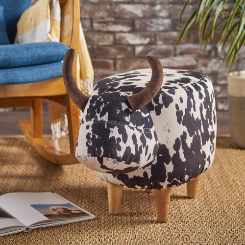 Cow Shape Velvet Ottoman