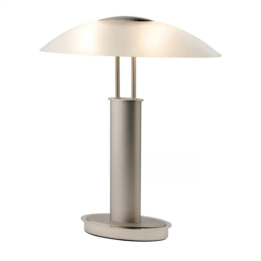 Artiva USA Avalon 18.5" Touch Table Lamp, Canoe Glass Shade, Satin Nickel and Chrome