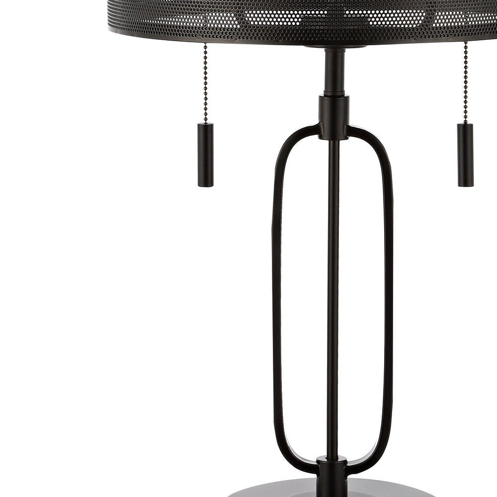 Asher 27" 2-Light Industrial Farmhouse Iron LED Table Lamp with USB Charging Port, Oil Rubbed Bronze by JONATHAN Y