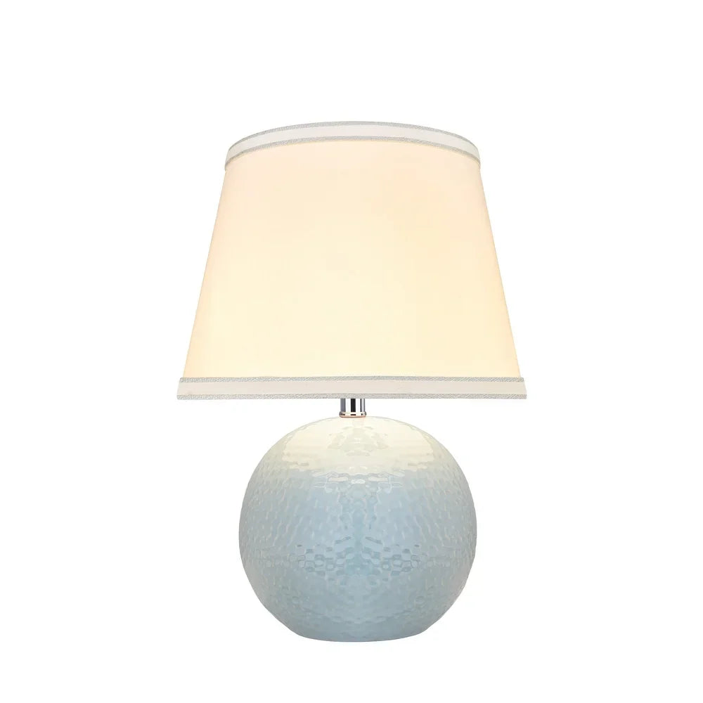 Aspen Creative 15" High Ceramic Table Lamp, Light Blue and Hardback Empire Shaped Lamp Shade White, 10" Wide