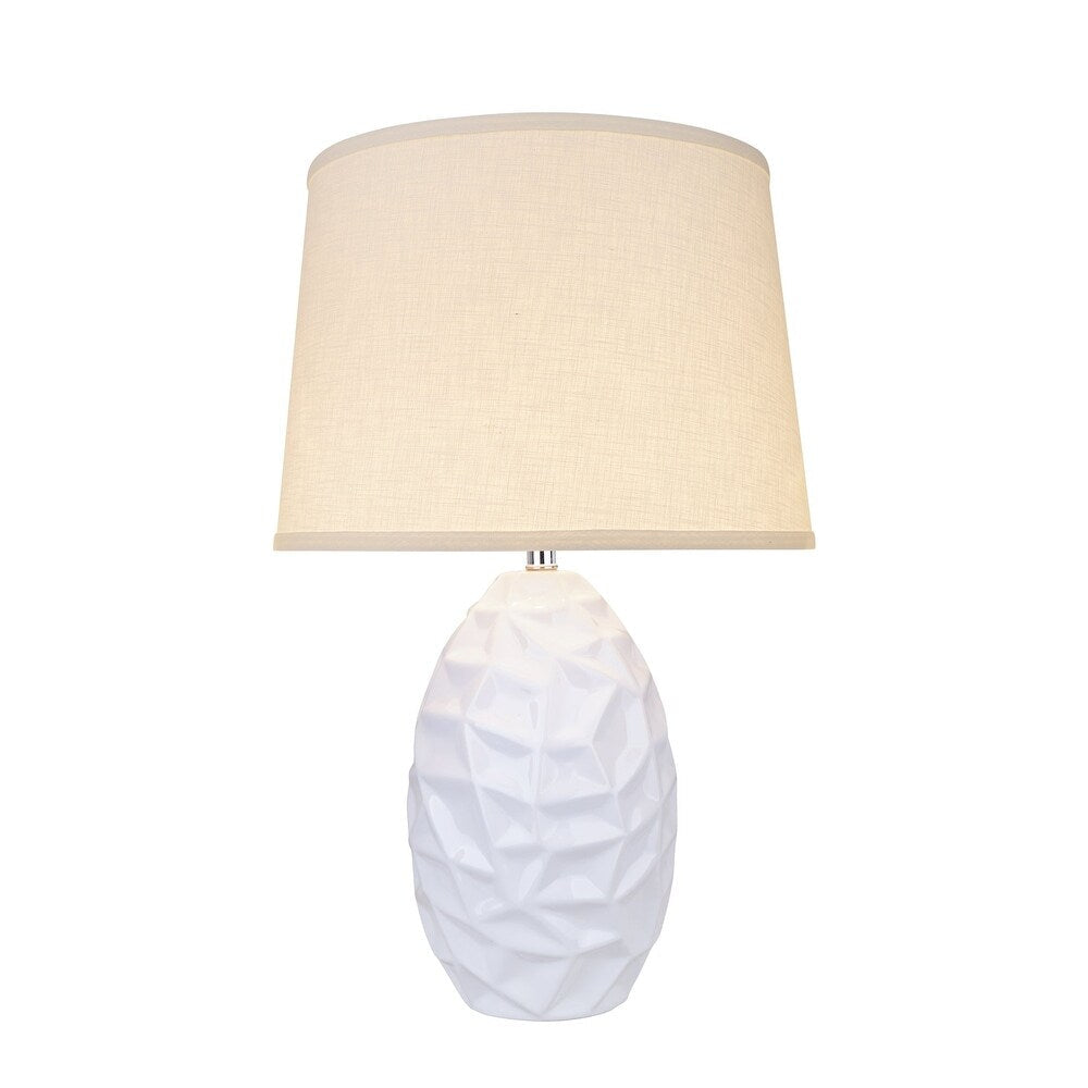 Aspen Creative 21-1/2" High Ceramic Table Lamp, White and Hardback Empire Shaped Lamp Shade Beige, 13" Wide