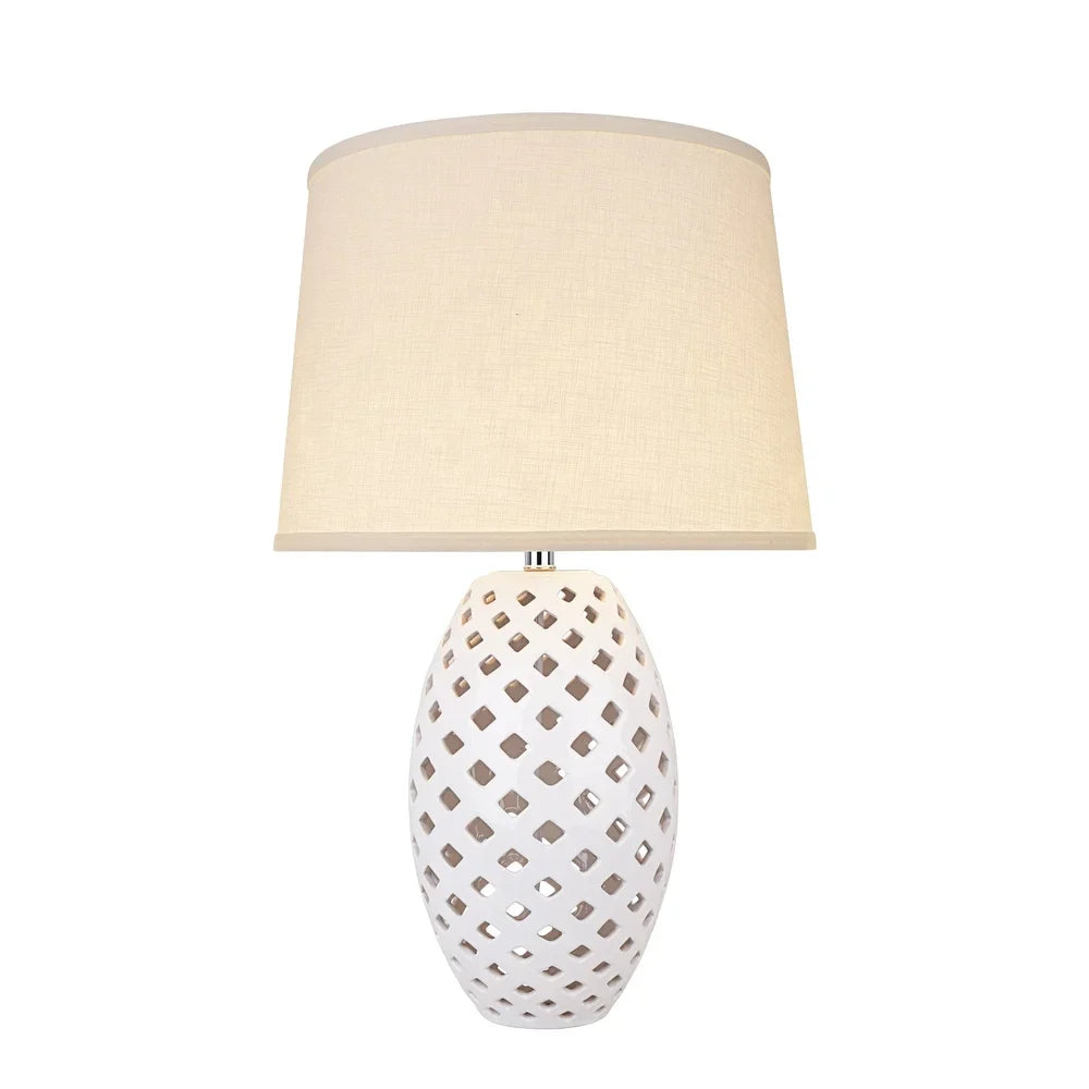 Aspen Creative 22" High Ceramic Table Lamp, Beige and Hardback Empire Shaped Lamp Shade Beige, 13" Wide