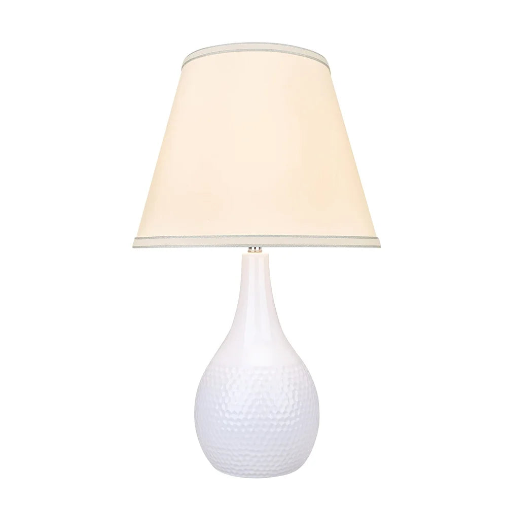 Aspen Creative 23" High Ceramic Table Lamp, White and Hardback Empire Shaped Lamp Shade White, 13" Wide