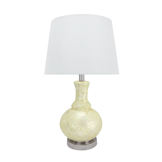 Aspen Creative 26" High Transitional Shell Table Lamp with Hardback Empire Lamp Shade in White, 14" wide