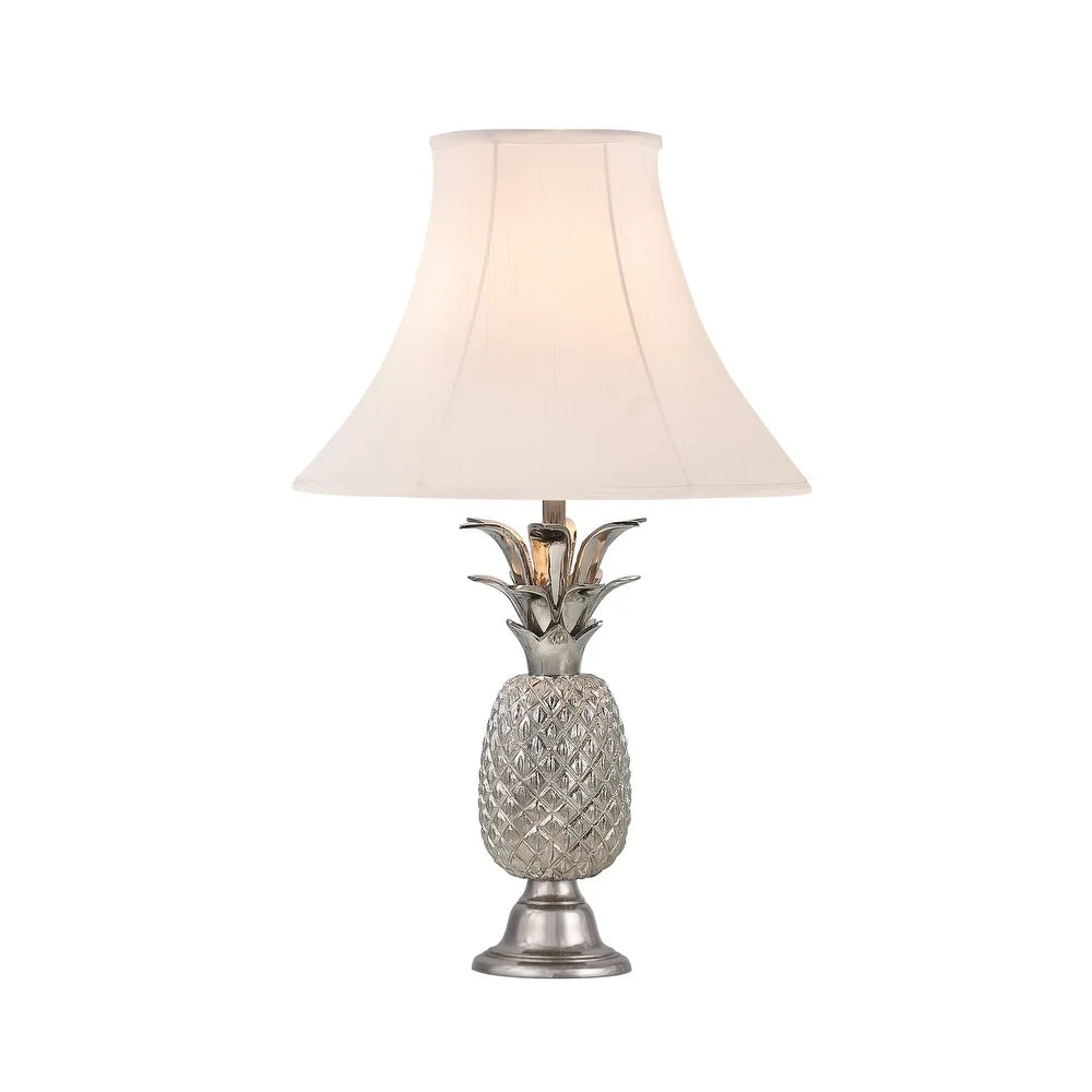 Aspen Creative 28" High Metal Table Lamp, Nickel Finish and Bell Shaped Lamp Shade in White, 16" Wide