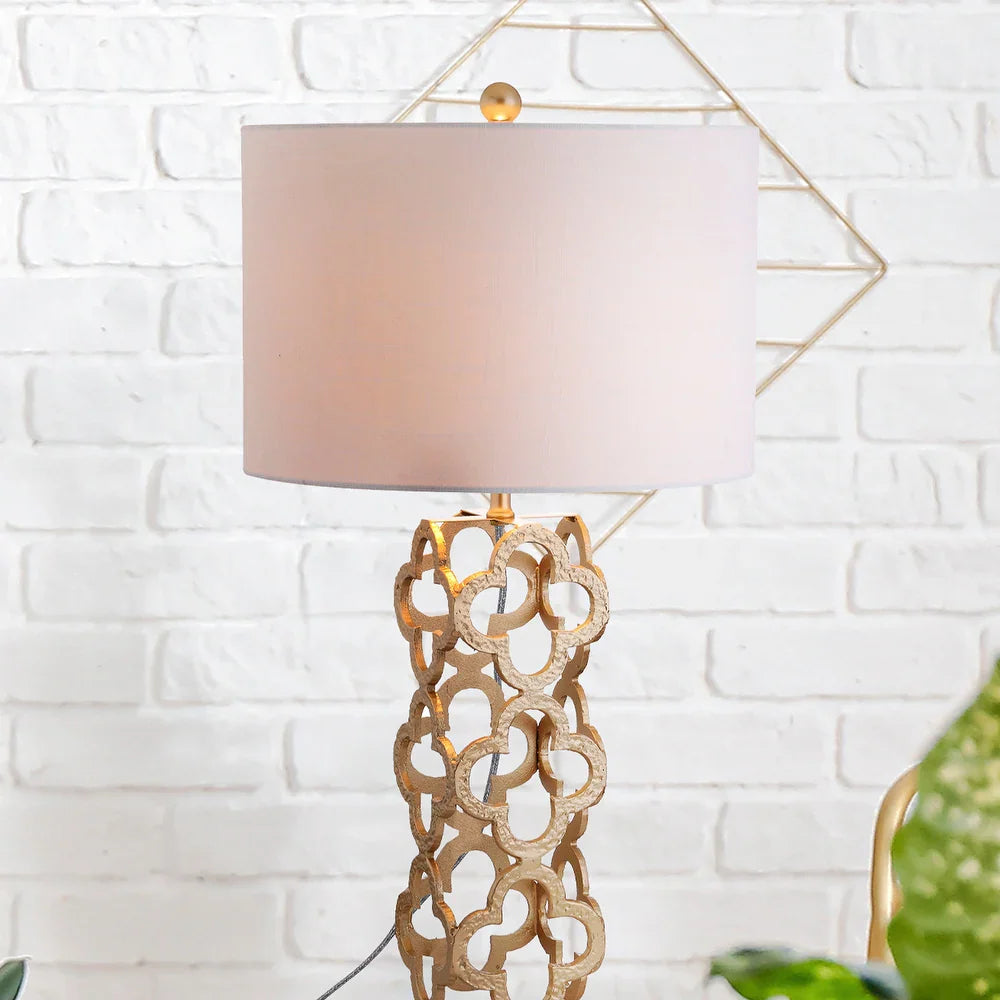 Atomic 26.5" Metal Quatrefoil LED Table Lamp, Gold