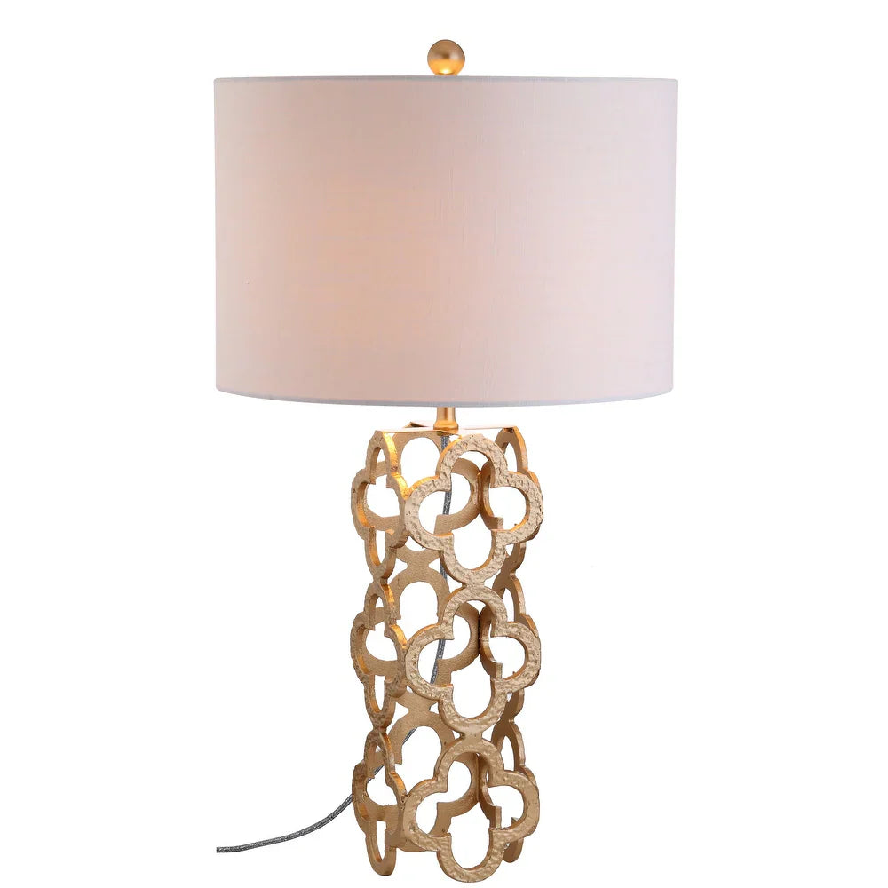 Atomic 26.5" Metal Quatrefoil LED Table Lamp, Gold