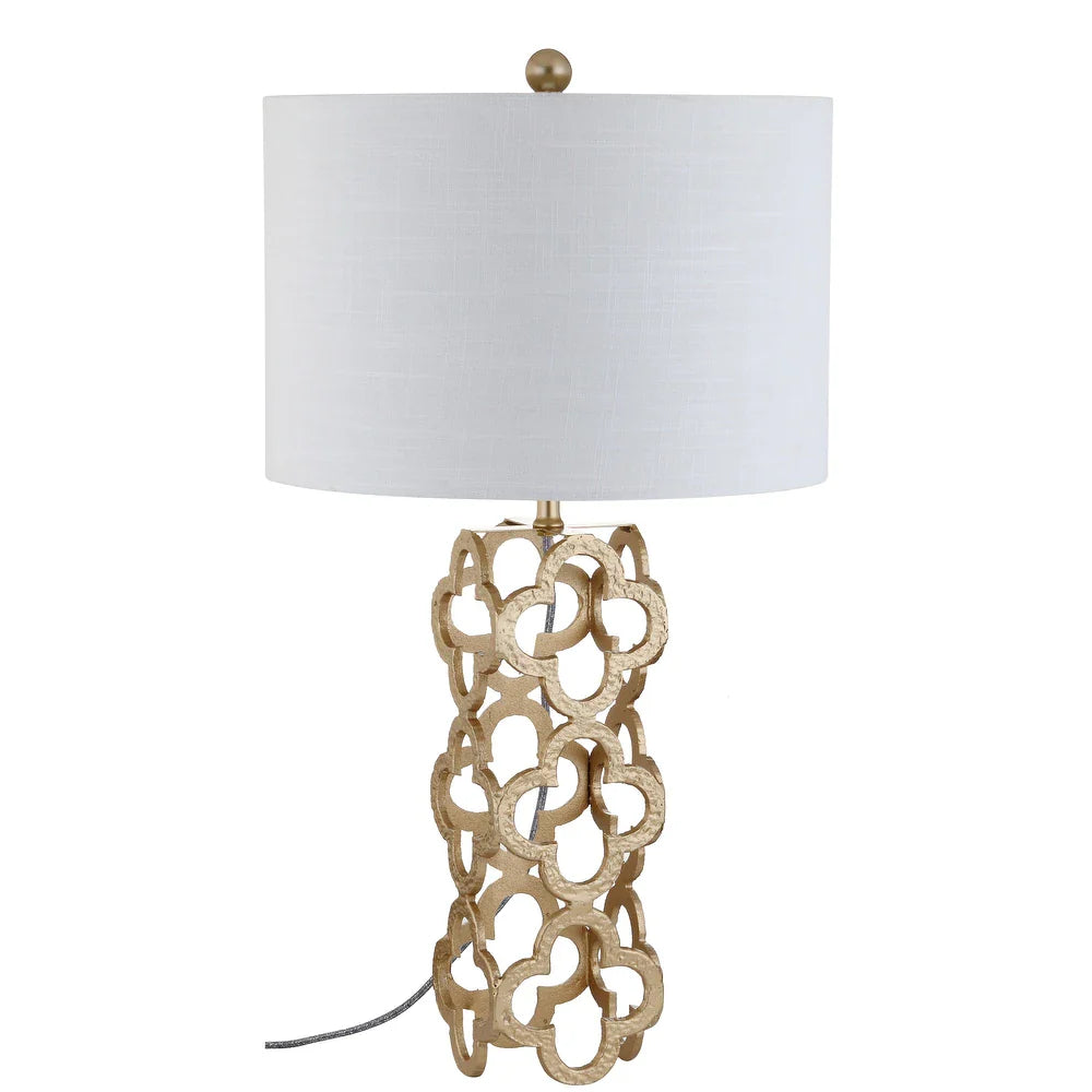 Atomic 26.5" Metal Quatrefoil LED Table Lamp, Gold