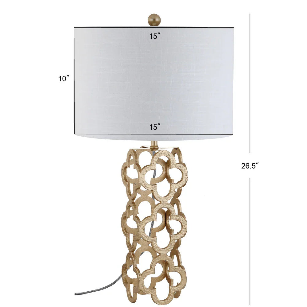 Atomic 26.5" Metal Quatrefoil LED Table Lamp, Gold