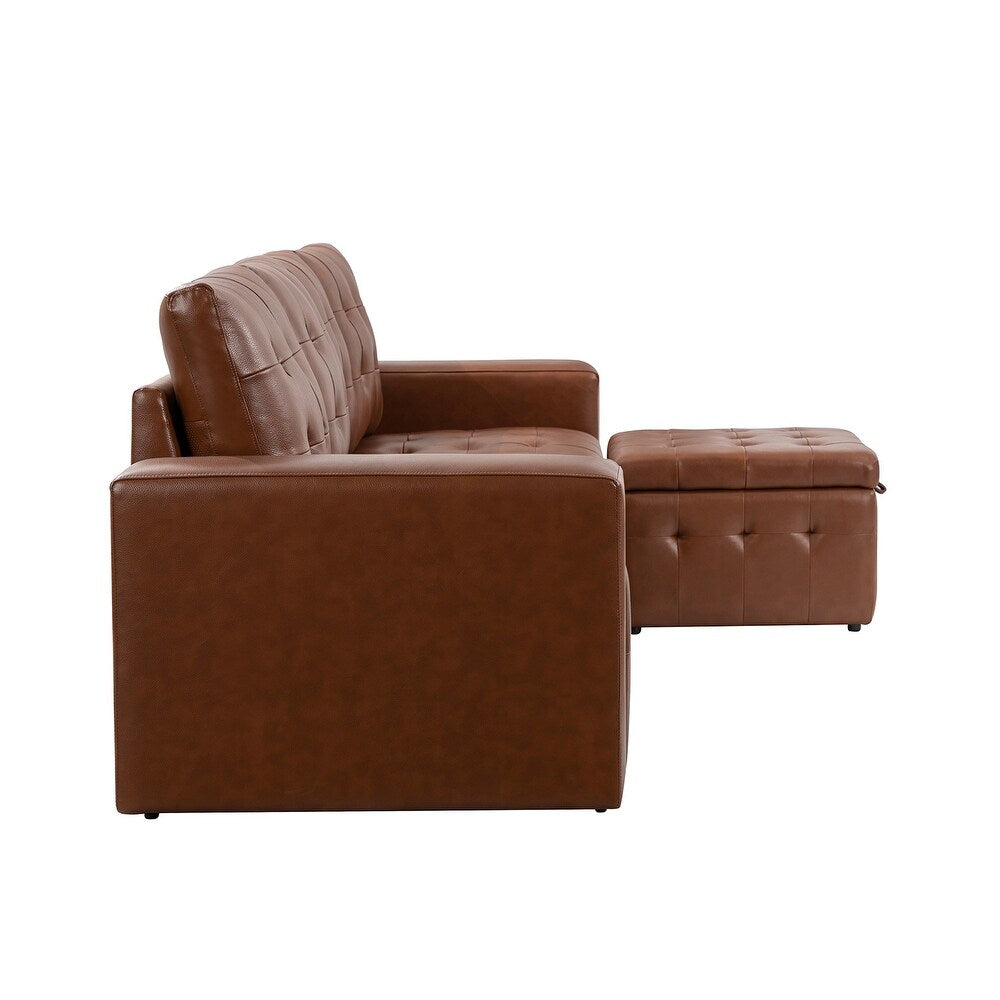 Aurora 87" Genuine Leather Sofa Set with Removable Back Cushions