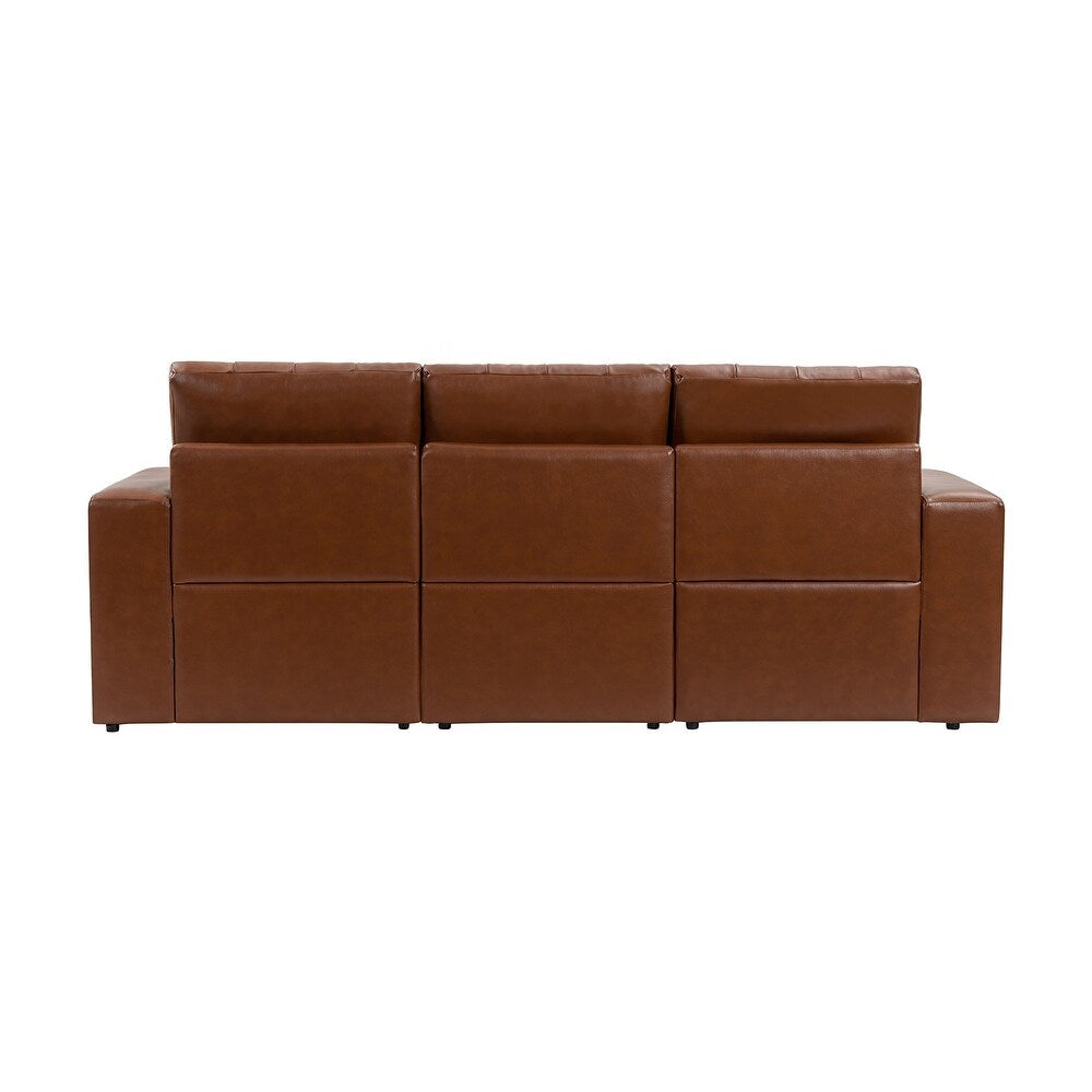 Aurora 87" Genuine Leather Sofa Set with Removable Back Cushions
