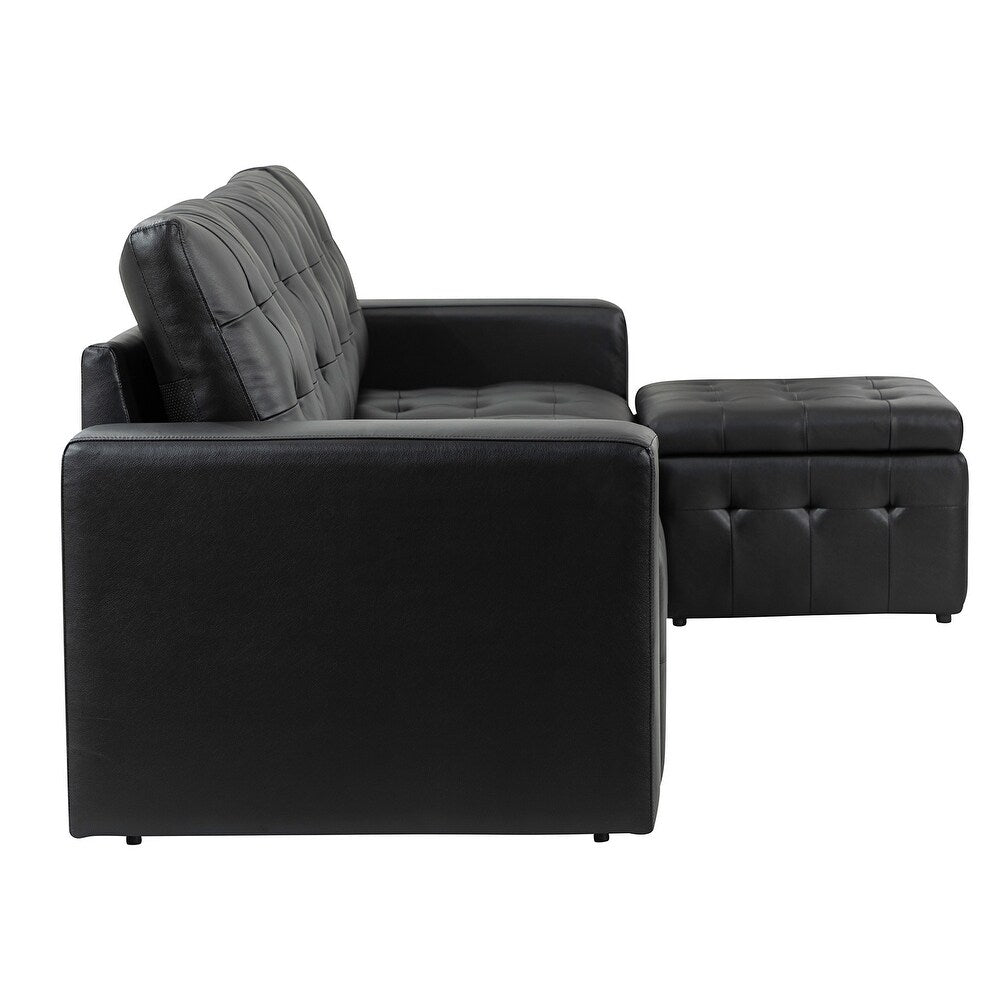 Aurora 87" Genuine Leather Sofa Set with Removable Back Cushions