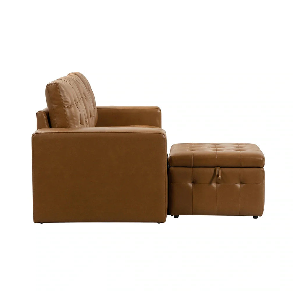 Aurora 87" Genuine Leather Sofa Set with Removable Back Cushions