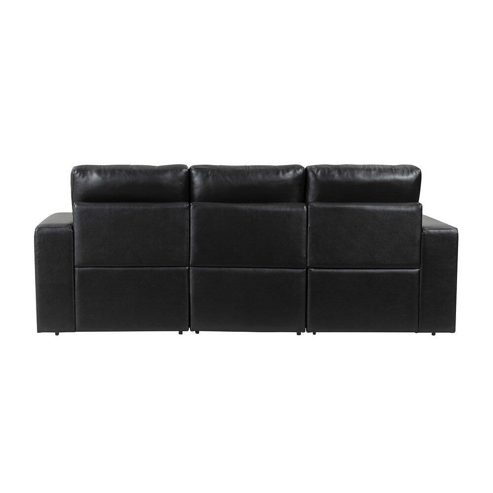Aurora 87" Genuine Leather Sofa Set with Removable Back Cushions