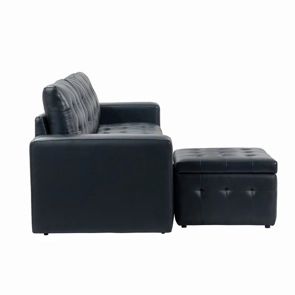 Aurora 87" Genuine Leather Sofa Set with Removable Back Cushions