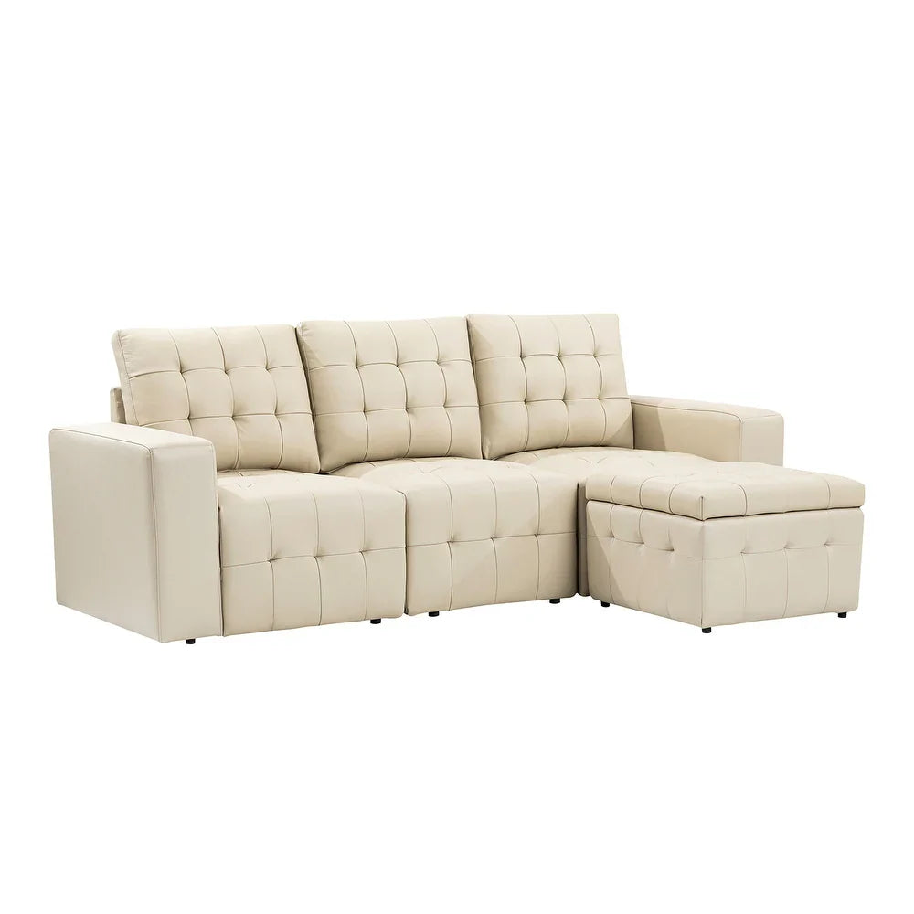 Aurora 87" Genuine Leather Sofa Set with Removable Back Cushions
